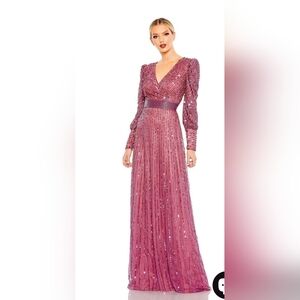 Long Sleeve Sequin Formal Dress: Mac Duggal 5720.